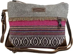 Myra Bag Laced Small & Cross-Body Bag Upcycled Cotton & Hair Leather S-2920