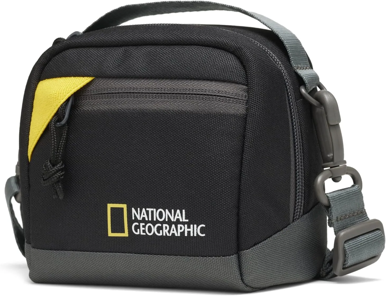 National Geographic, Camera Pouch for Compact CSC, Action- 360 Cameras, or Small Accessories, Integrated Belt Loop, Detachable Strap, Ultra-Lightweight, NG E1 2350, Black [Amazon Exclusive]