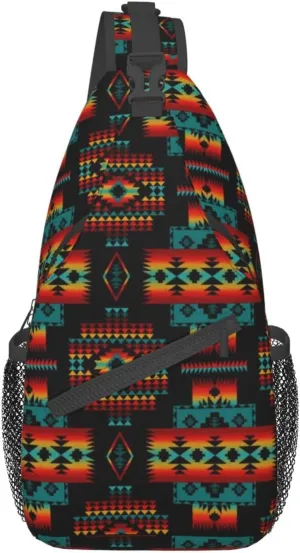 Native American Crossbody Sling Backpack Travel Hiking Daypack For Men Women Shoulder Bag For Climbing Cycling