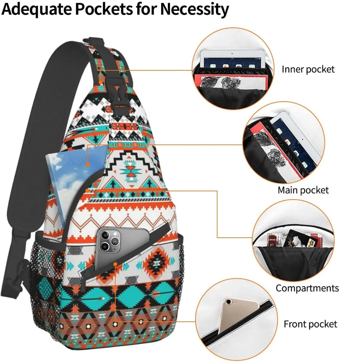 Native American Crossbody Sling Backpack Travel Hiking Daypack For Men Women Shoulder Bag For Climbing Cycling