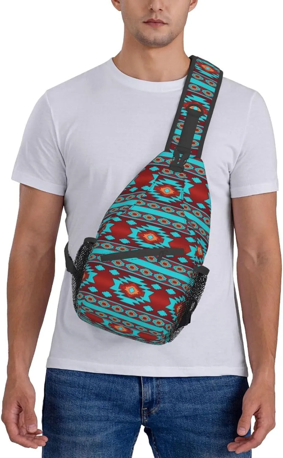 Native American Crossbody Sling Backpack Travel Hiking Daypack For Men Women Shoulder Bag For Climbing Cycling