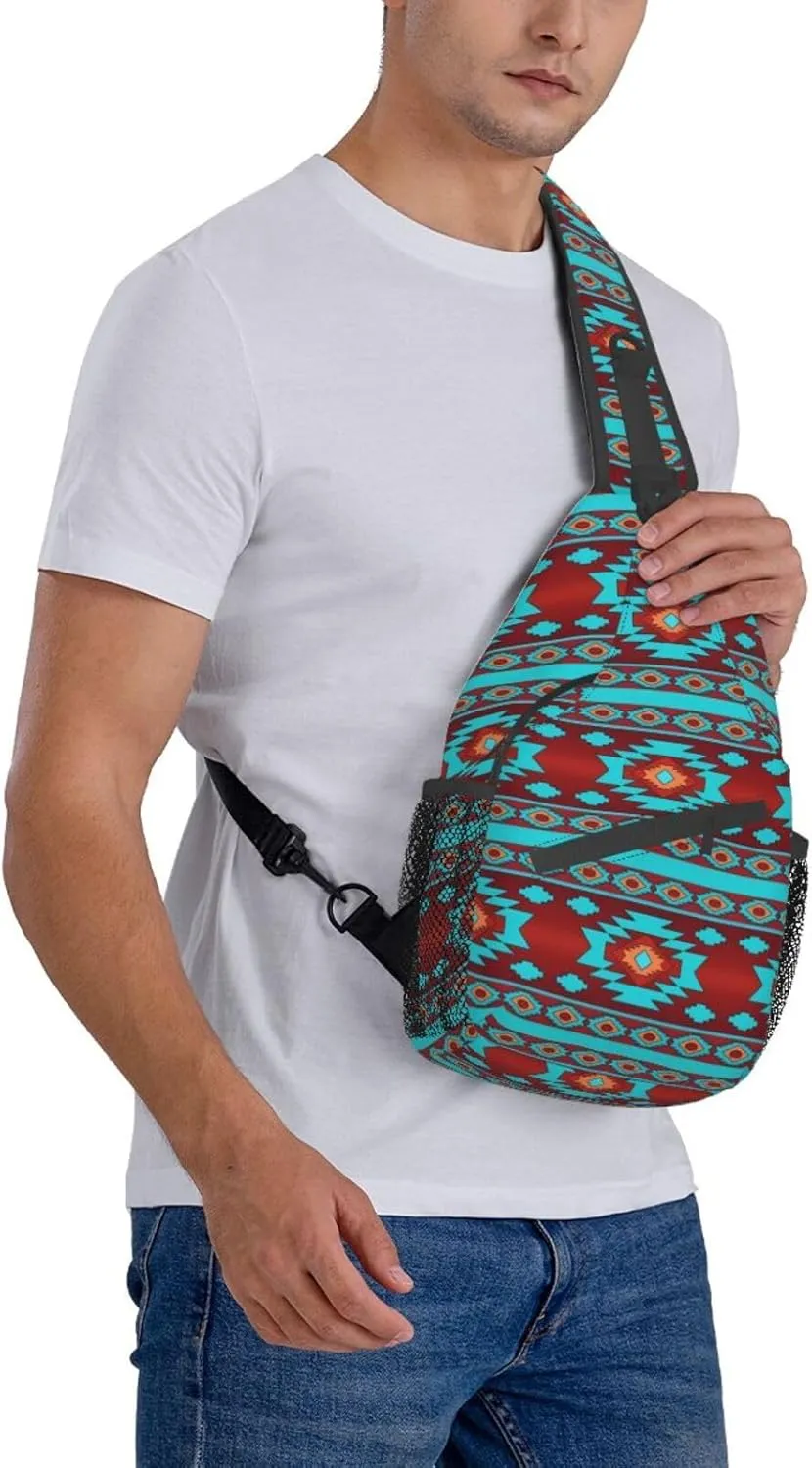 Native American Crossbody Sling Backpack Travel Hiking Daypack For Men Women Shoulder Bag For Climbing Cycling