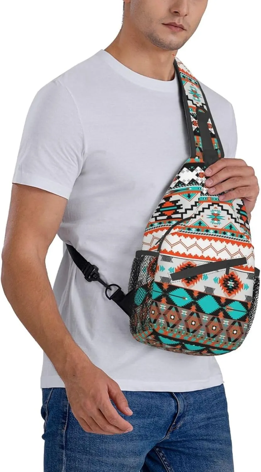 Native American Crossbody Sling Backpack Travel Hiking Daypack For Men Women Shoulder Bag For Climbing Cycling