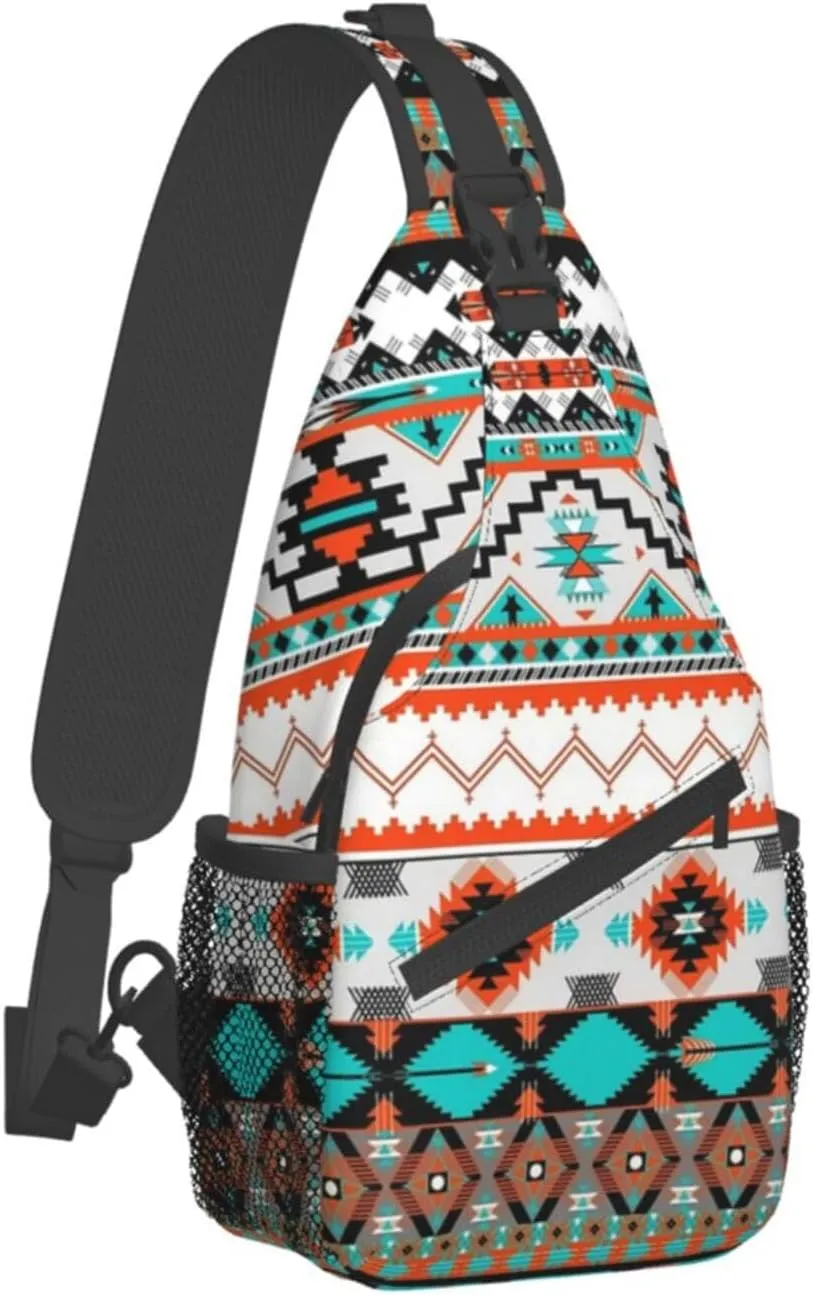 Native American Crossbody Sling Backpack Travel Hiking Daypack For Men Women Shoulder Bag For Climbing Cycling