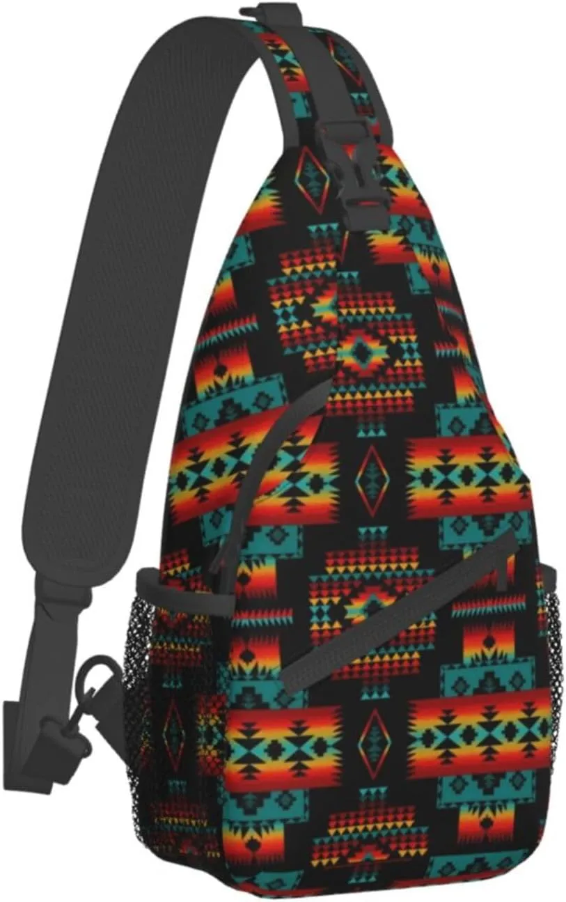 Native American Crossbody Sling Backpack Travel Hiking Daypack For Men Women Shoulder Bag For Climbing Cycling