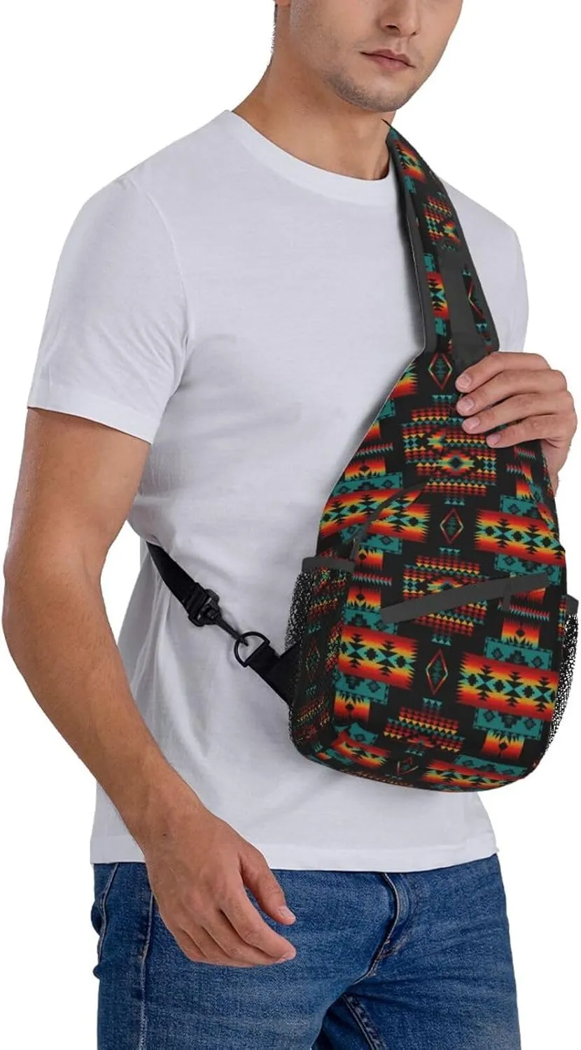 Native American Crossbody Sling Backpack Travel Hiking Daypack For Men Women Shoulder Bag For Climbing Cycling