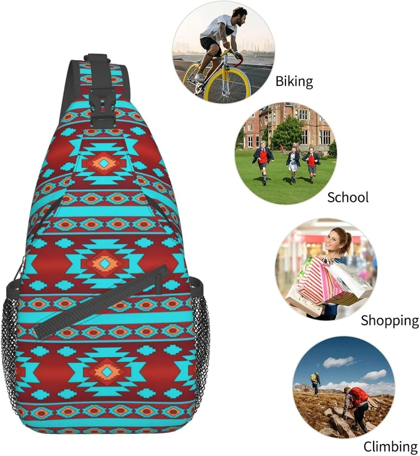 Native American Crossbody Sling Backpack Travel Hiking Daypack For Men Women Shoulder Bag For Climbing Cycling