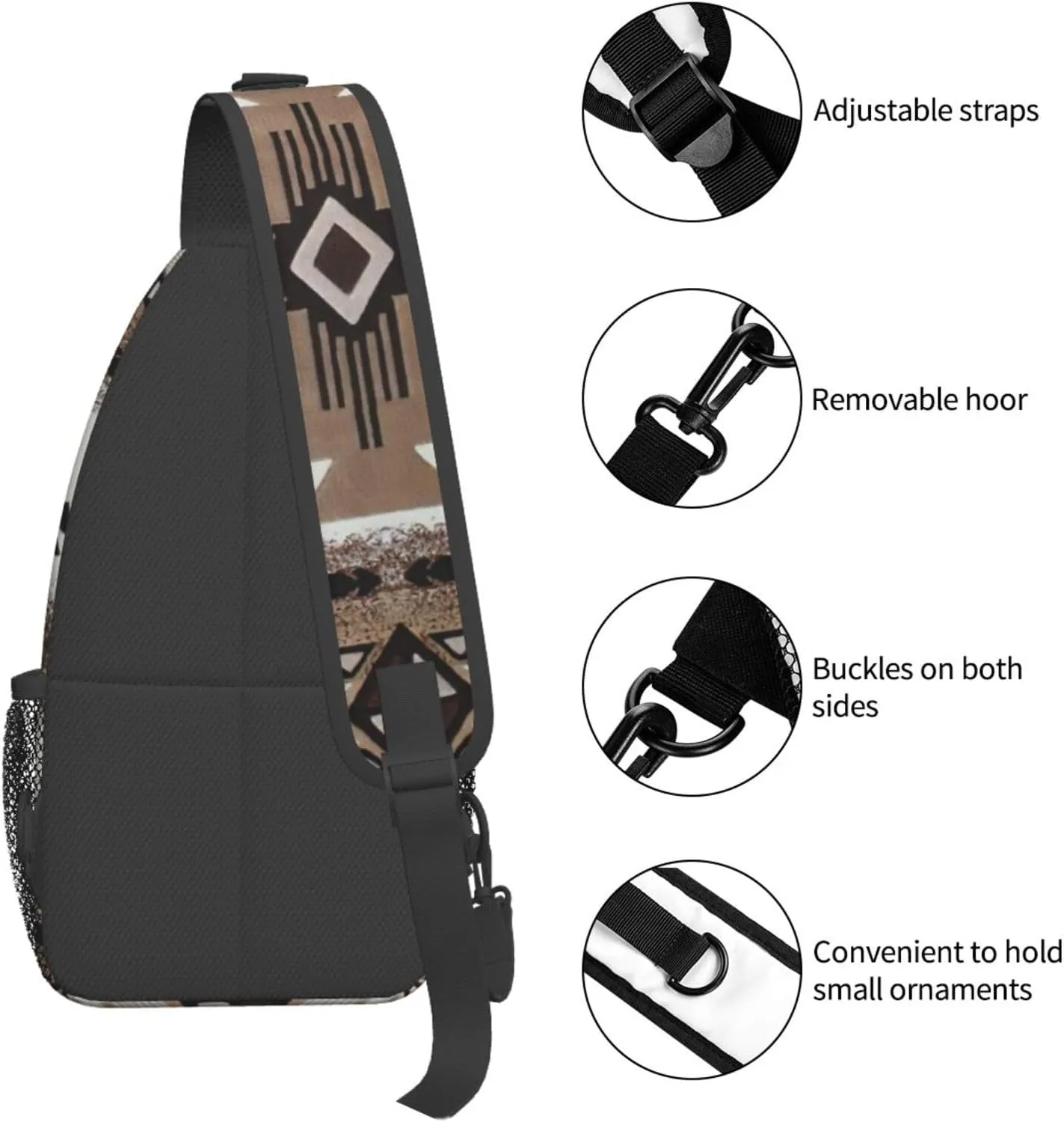 Native American Print Lightweight Sling Small Shoulder Bag - Chic Cross Chest Bag With Adjustable Strap