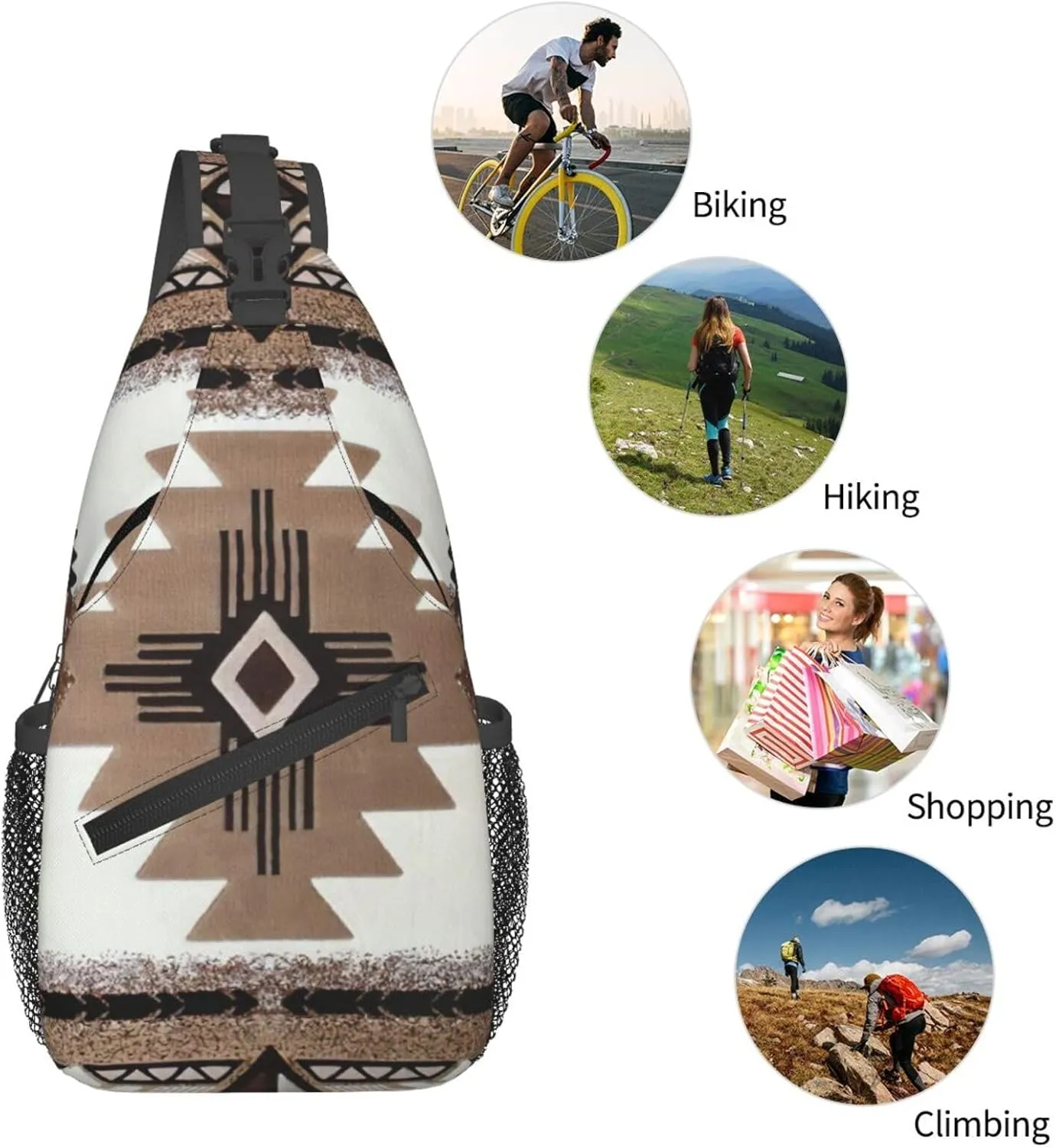 Native American Print Lightweight Sling Small Shoulder Bag - Chic Cross Chest Bag With Adjustable Strap