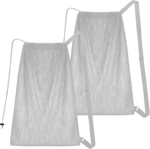 NATURAL STYLE 2 Packs Swim Bag Mesh Drawstring Backpack Oversized 18" x 26", Large Mesh Drawstring Backpack for Beach, Swimming, Gym, and Workout Gear (Grey)