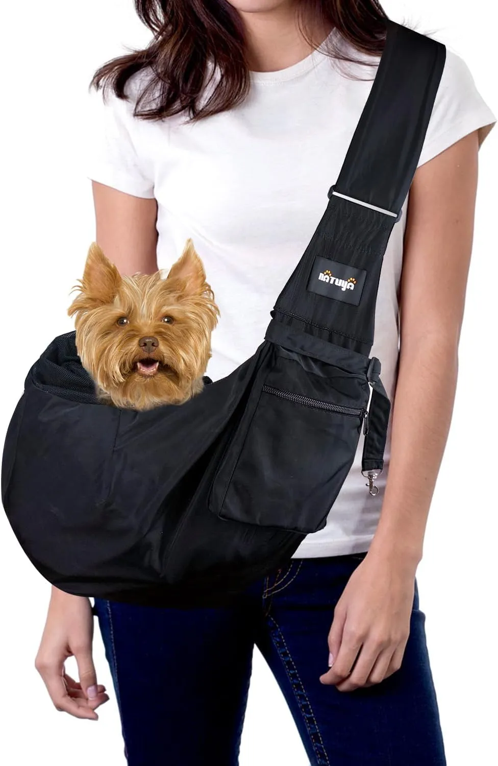 NATUYA Pet Dog Sling Carrier - Waterproof and Windproof Puppy Carrier Bag, Adjustable Strap Hand-Free Dog Sling for Outdoor Activity or Subway