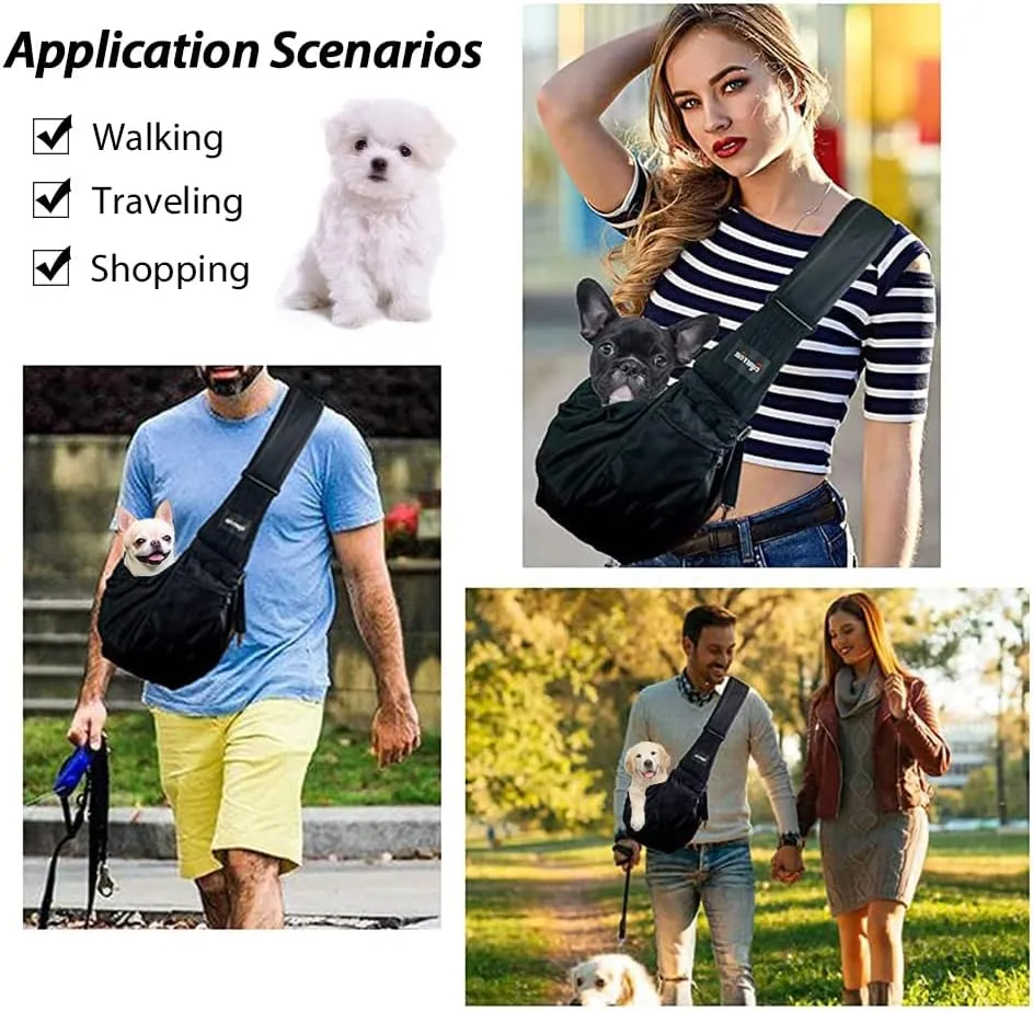 NATUYA Pet Dog Sling Carrier - Waterproof and Windproof Puppy Carrier Bag, Adjustable Strap Hand-Free Dog Sling for Outdoor Activity or Subway
