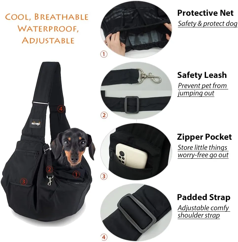 NATUYA Pet Dog Sling Carrier - Waterproof and Windproof Puppy Carrier Bag, Adjustable Strap Hand-Free Dog Sling for Outdoor Activity or Subway