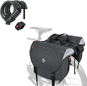 NDakter Panniers Bike Bags Waterproof Expandable to 35L Bicycle Rear Rack Bag, Double Bicycle Trunk Bag with Reflective Trim, E-Bike Accessories for Commuting Travel Cycling Storage