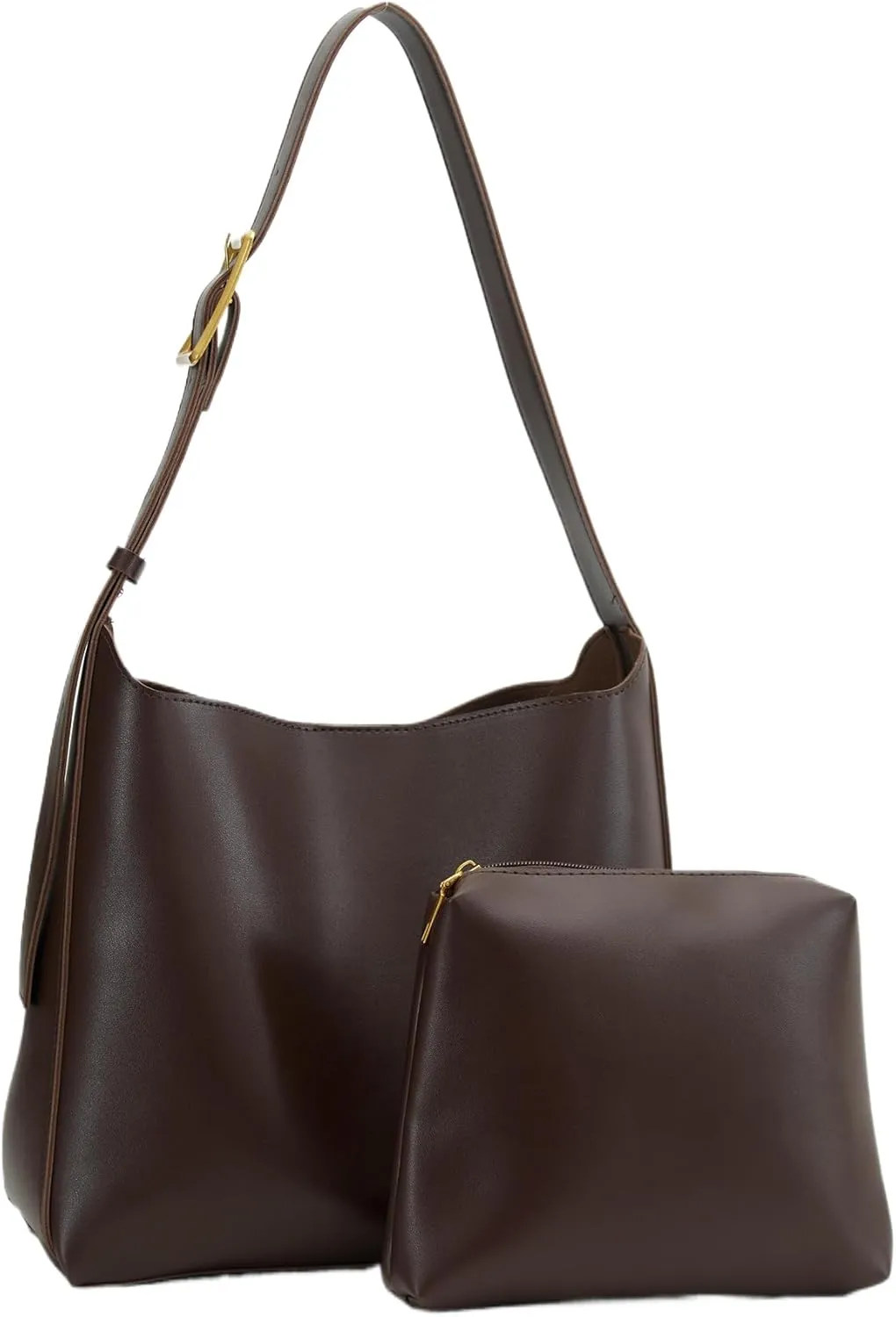 NEBIL Leather Bucket Bags For Women,Slouchy Shoulder Bag Purses Hobo Tote Bags with Wallet
