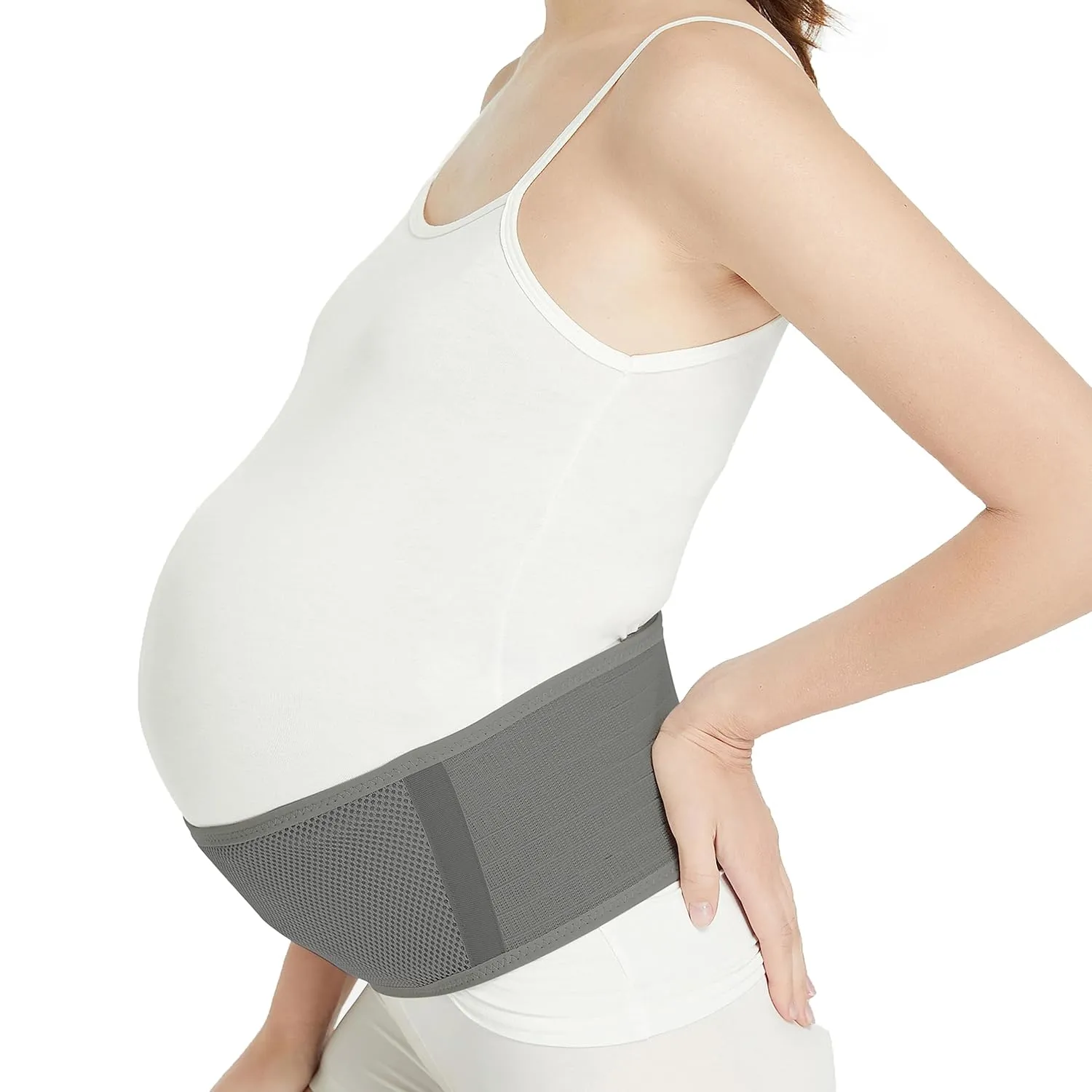 NeoTech Care Adjustable Maternity Belt - Light and Breathable Pregnancy Belly Support Band for Pregnant Women (Grey, Regular Size)