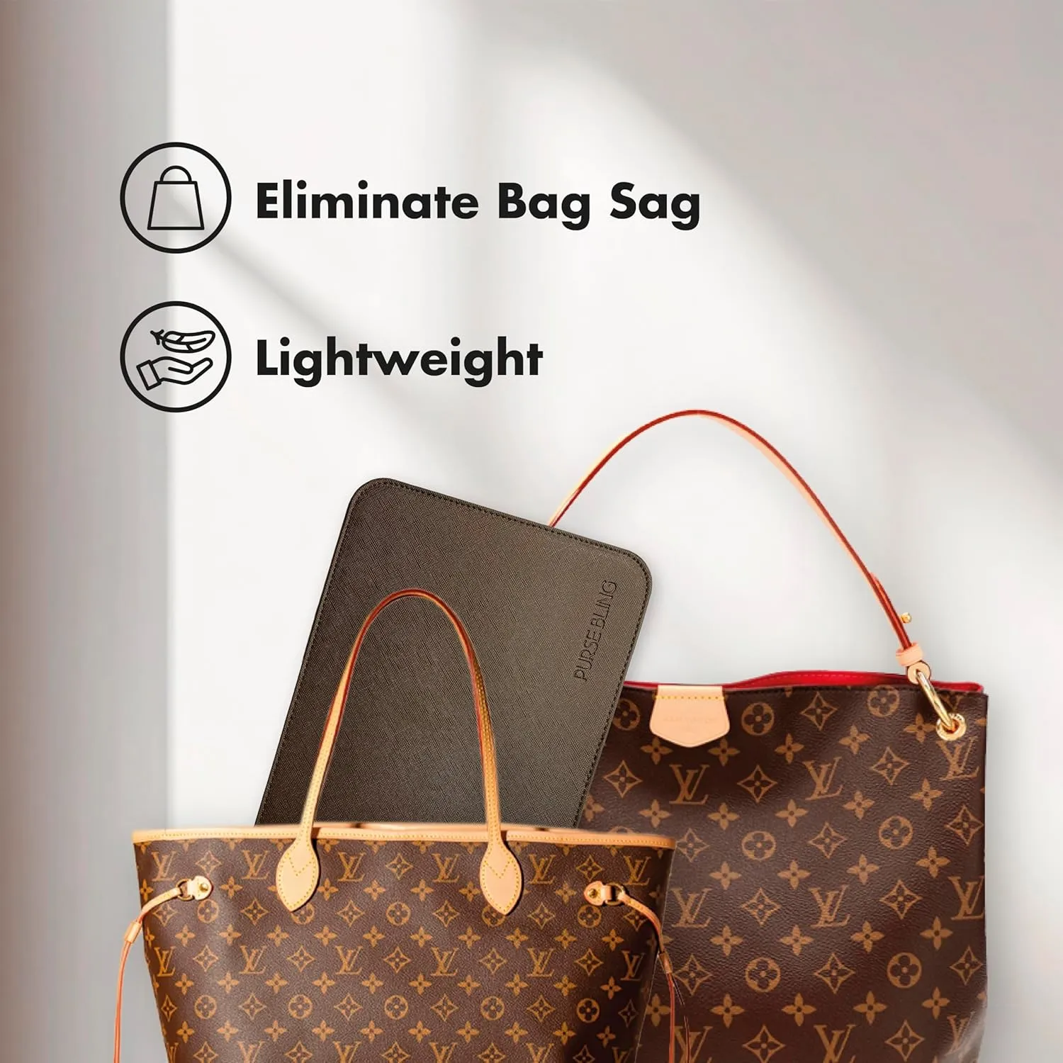 Neverfull GM Base Shaper, Bag Shaper for LV Never full Bags and other LV Totes, Vegan Leather (Ballerine Pink, GM)