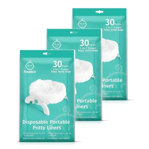 Newnice 90 Packs Disposable Potty Liners With 200ML Absorbent Pads, Travel Refill Bags Compatible With OXO Tot 2-in-1 Go Potty, Training Liners Fit Most Chairs for Kids, Toddlers
