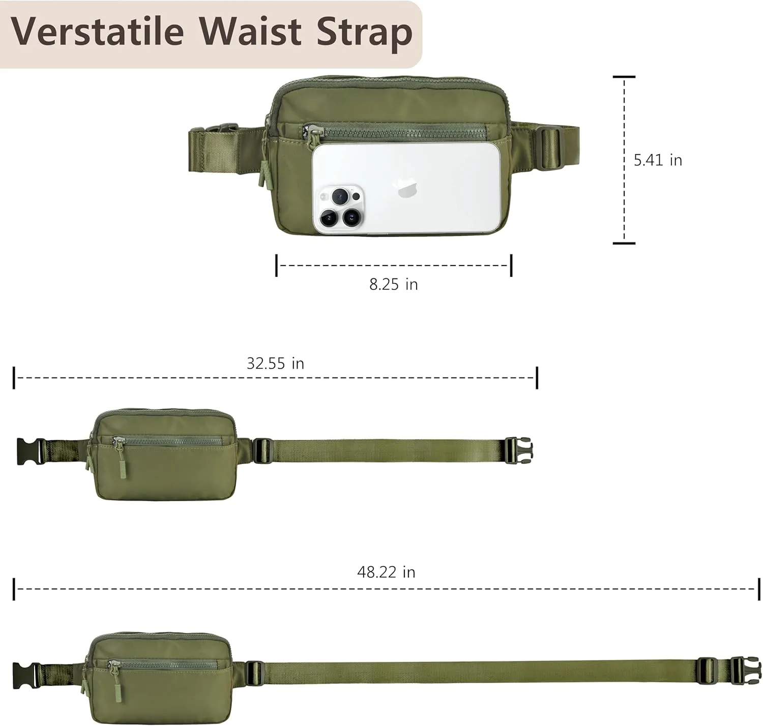 NGIL Crossbody Belt bag for Woman, Crossbody Pack, Small Belt Pack for Women, Workout, Traveling, Running Hip Bag, Hiking Waist Bag with Adjustable Strap (Green)