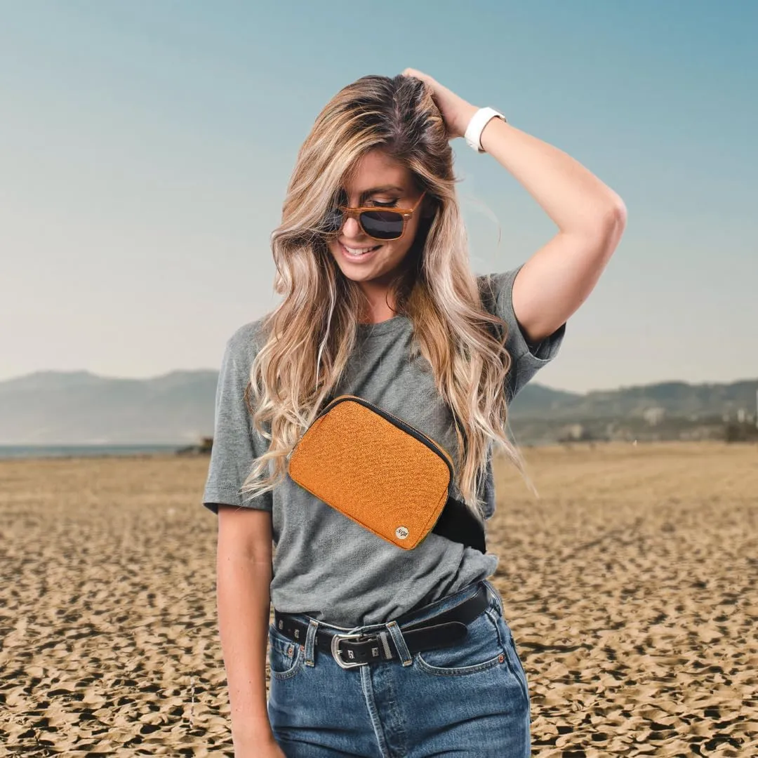 NGIL Mini Belt Bag for Women Crossbody Pack Waist Bag FannyPack with Adjustable Strap Crossbody Pouch for Traveling, Hiking (Glitter-Orange)