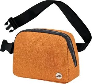 NGIL Mini Belt Bag for Women Crossbody Pack Waist Bag FannyPack with Adjustable Strap Crossbody Pouch for Traveling, Hiking (Glitter-Orange)