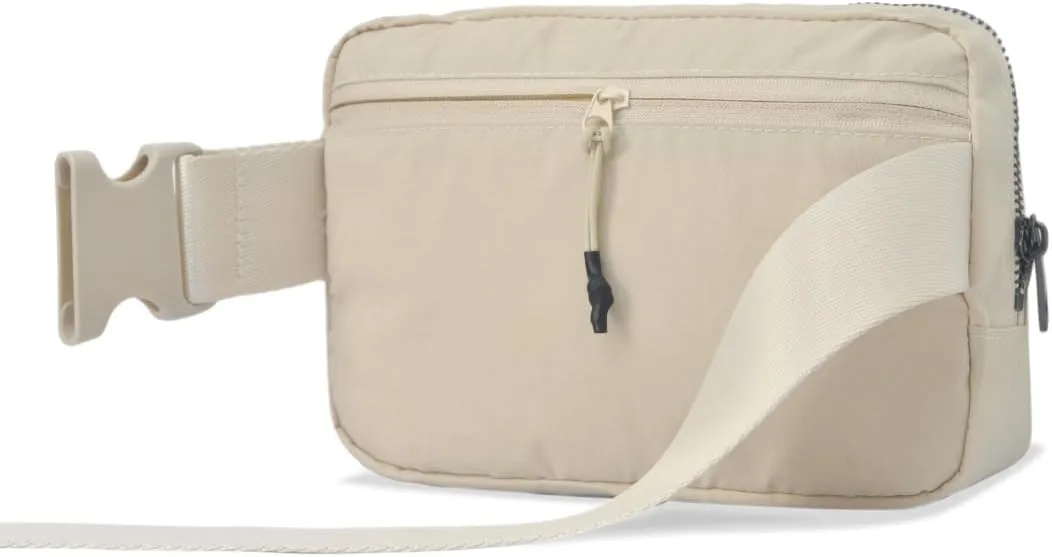 NGIL Mini Belt Bag for Women Crossbody Pack Workout Traveling Running Hiking Waist Bag with Adjustable Strap (Ivory)