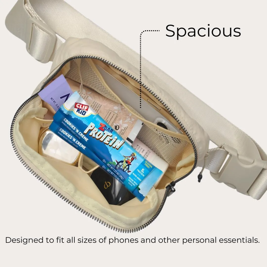 NGIL Mini Belt Bag for Women Crossbody Pack Workout Traveling Running Hiking Waist Bag with Adjustable Strap (Ivory)