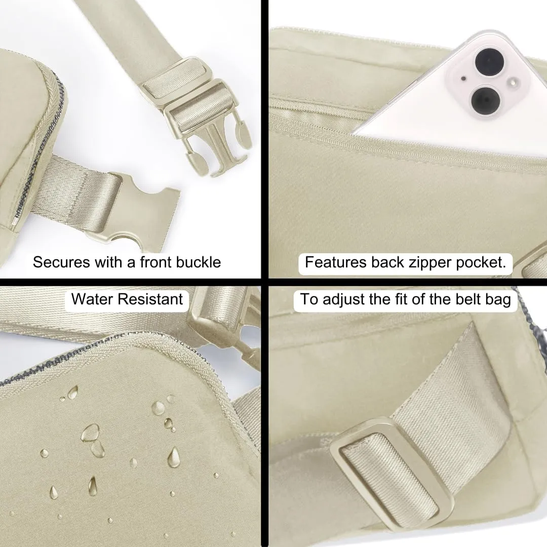NGIL Mini Belt Bag for Women Crossbody Pack Workout Traveling Running Hiking Waist Bag with Adjustable Strap (Ivory)
