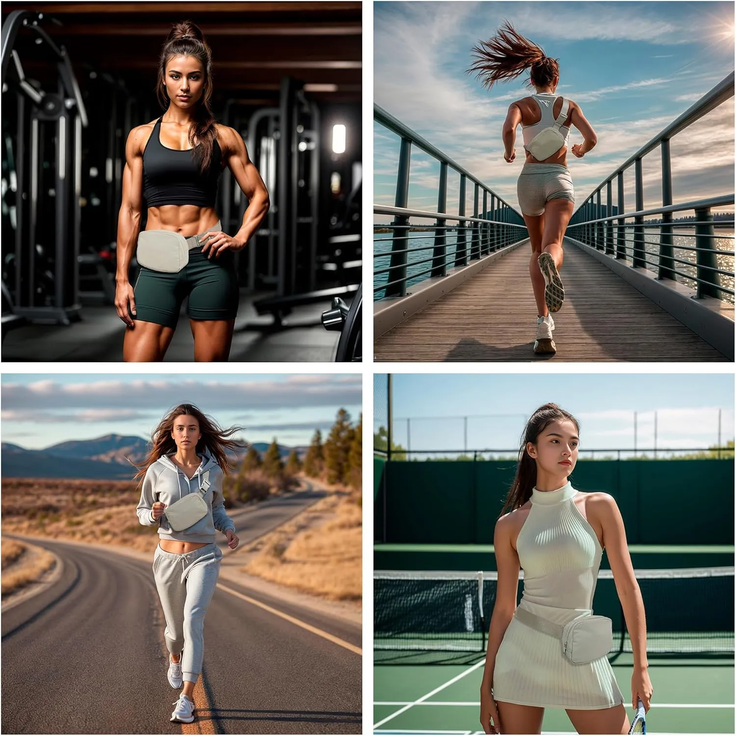 NGIL Mini Belt Bag for Women Crossbody Pack Workout Traveling Running Hiking Waist Bag with Adjustable Strap (Ivory)