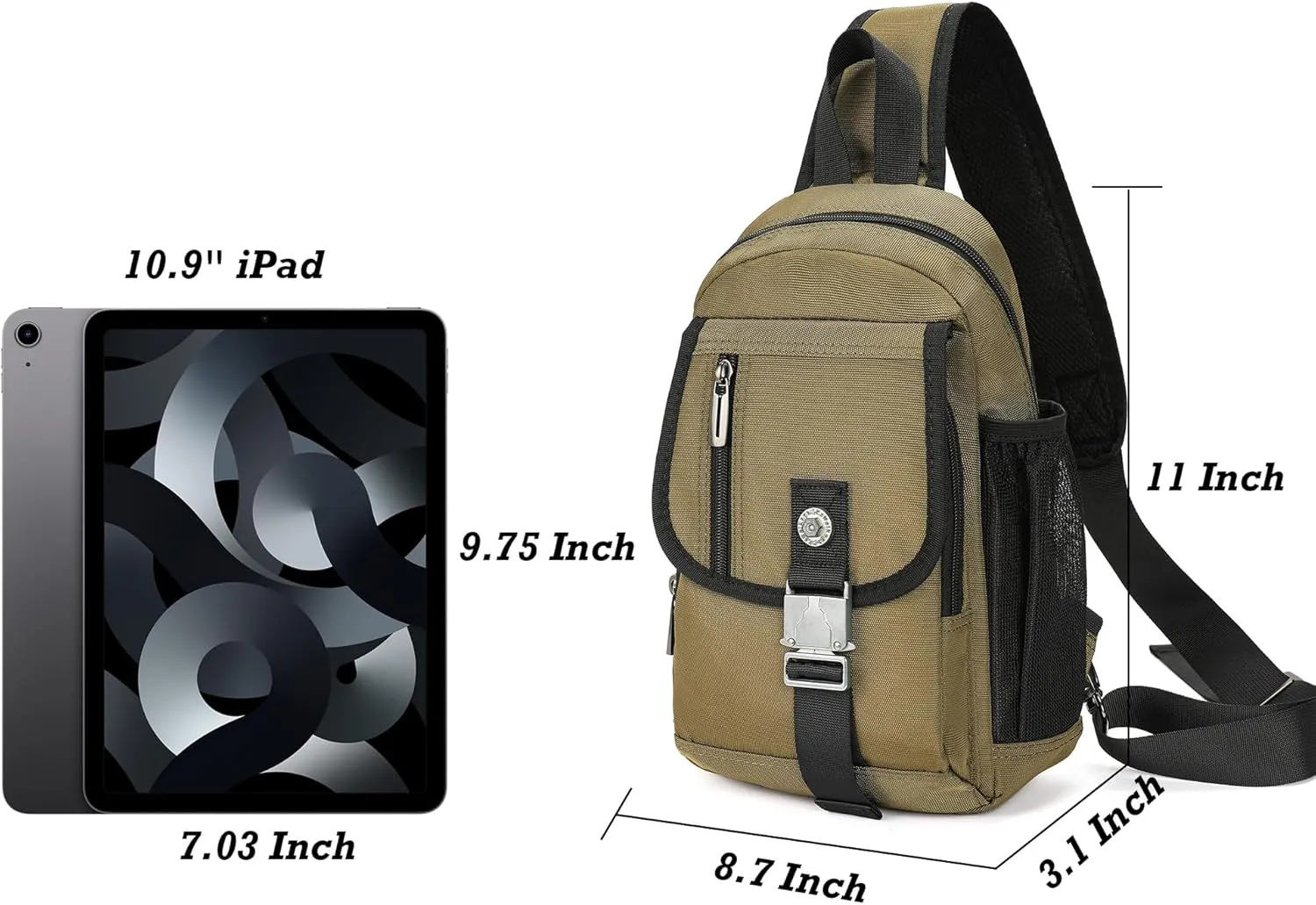 NICGID Sling Bag Chest Shoulder Backpack Crossbody Bags for Tablet Laptop Outdoor Hiking Men Women