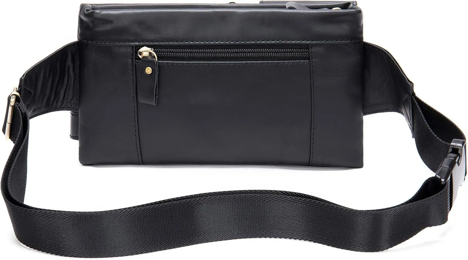 NIUCUNZH Cowhide Waist Fanny Pack-Genuine Leather and Slim with Adjustable Waistband Black