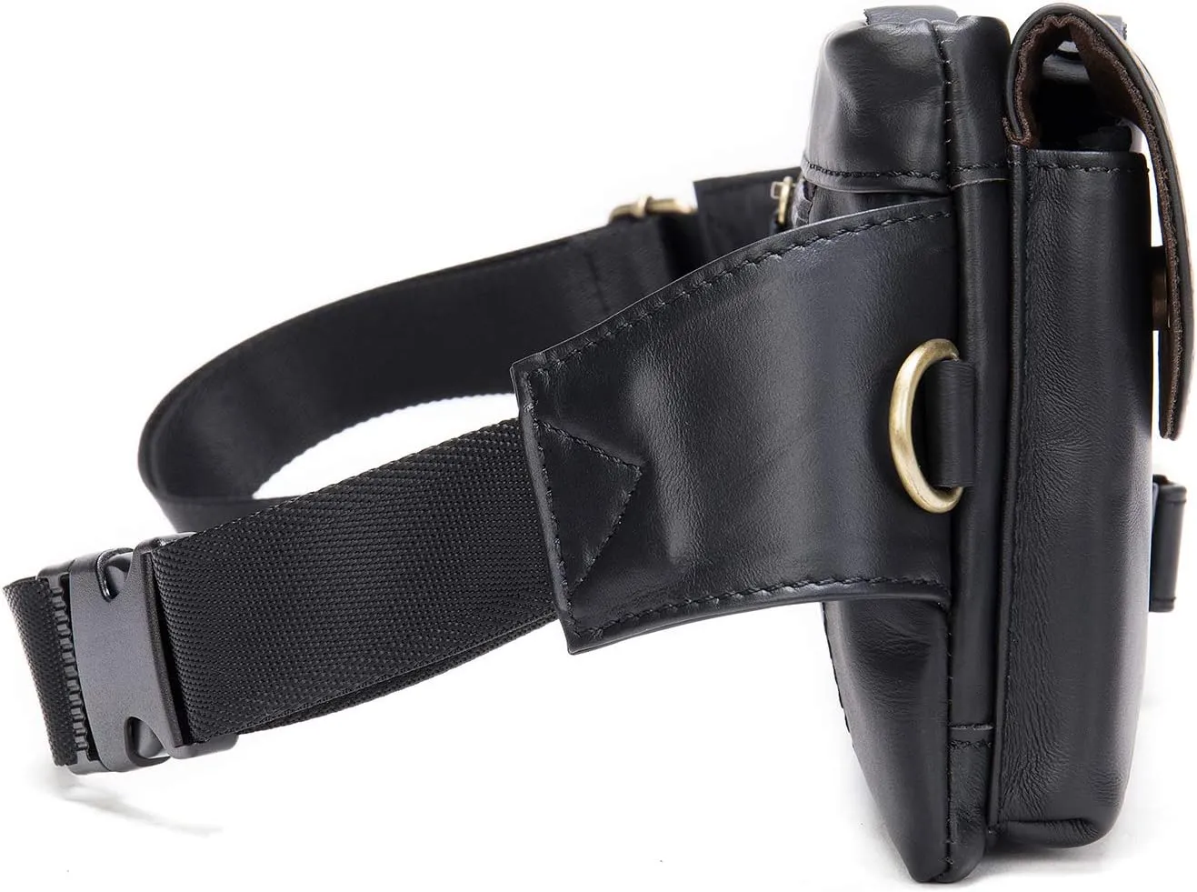 NIUCUNZH Cowhide Waist Fanny Pack-Genuine Leather and Slim with Adjustable Waistband Black