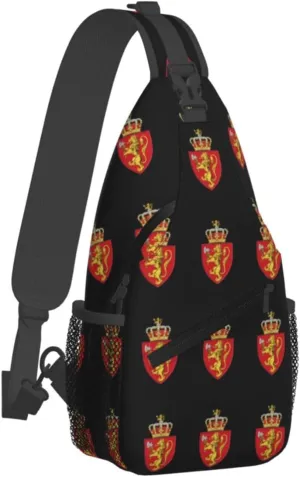 Norwegian Coat of Arms Norway Sling Bag Crossbody Backpack Shoulder Casual Daypack Bag for Men Women