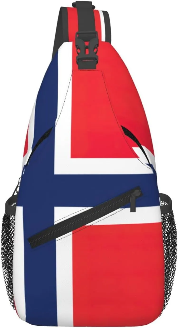 Norwegian Flag Print Lightweight Sling Small Shoulder Bag - Chic Cross Chest Bag With Adjustable Strap