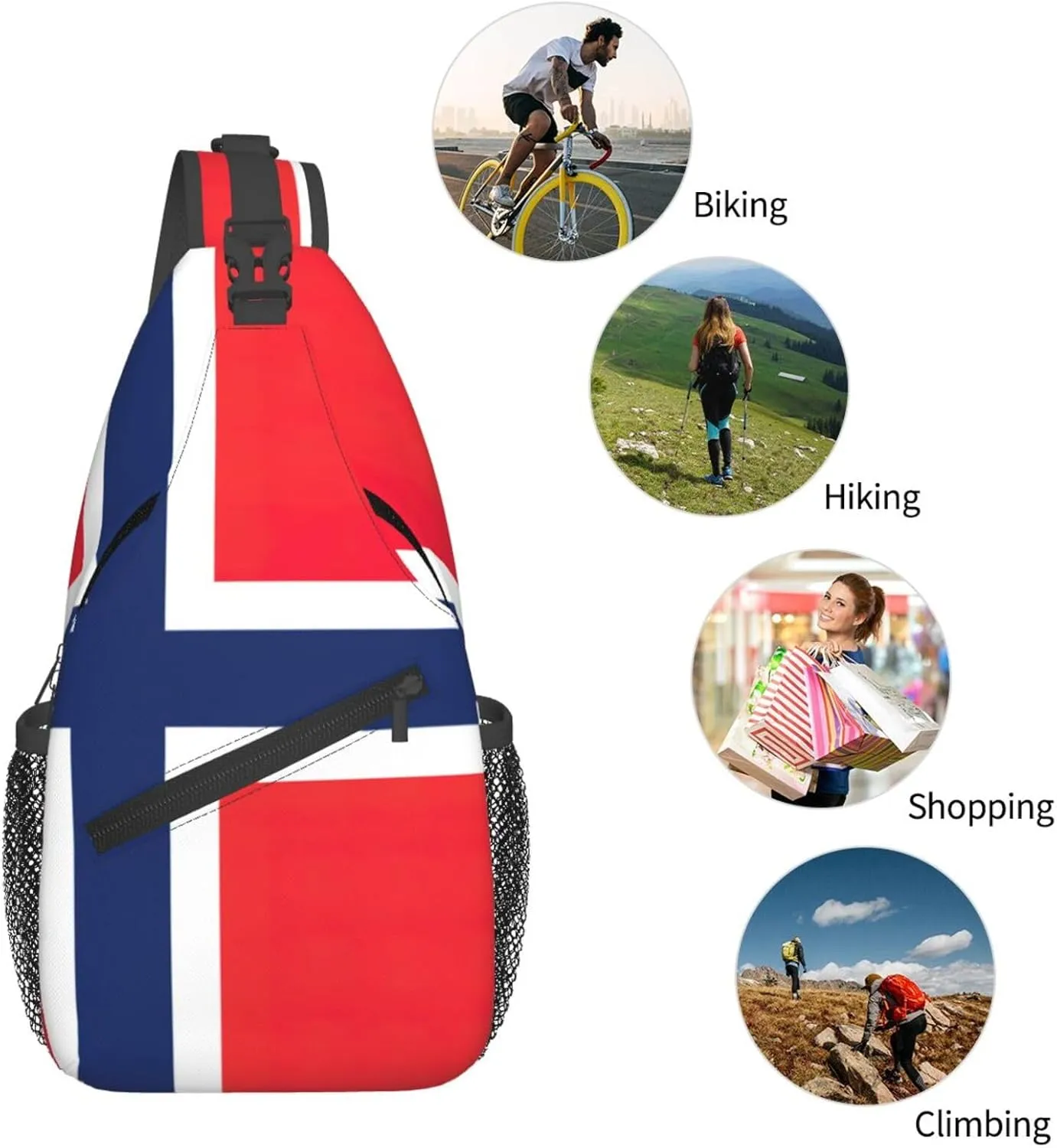 Norwegian Flag Print Lightweight Sling Small Shoulder Bag - Chic Cross Chest Bag With Adjustable Strap