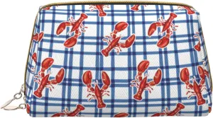 Novastar Large Travel Makeup Bag - Crayfish Plaid Pvc Leather Cosmetic Bags for Women with Zipper, Portable Makeup Pouch Skincare Bag Toiletry Bag for Women