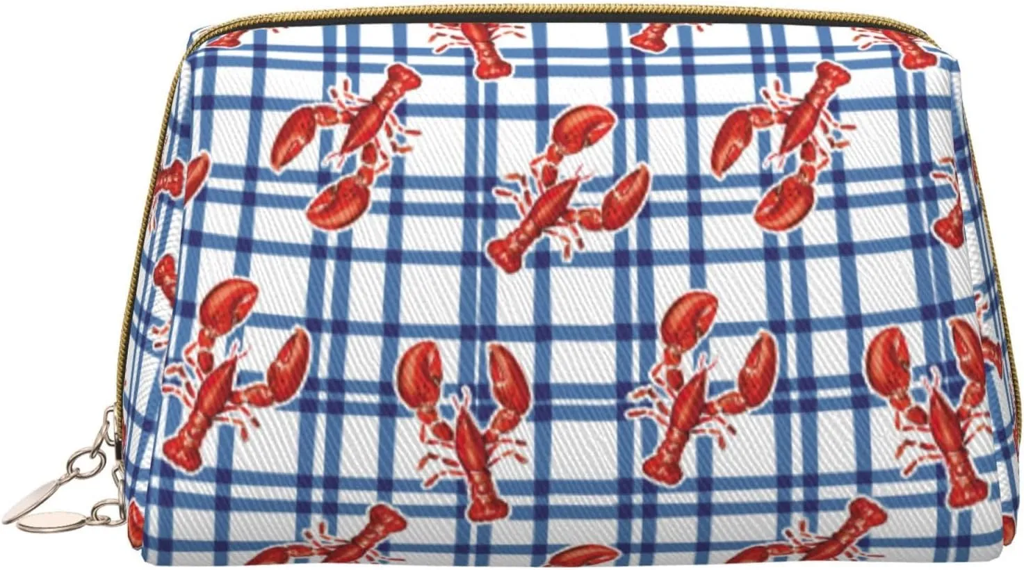 Novastar Large Travel Makeup Bag - Crayfish Plaid Pvc Leather Cosmetic Bags for Women with Zipper, Portable Makeup Pouch Skincare Bag Toiletry Bag for Women