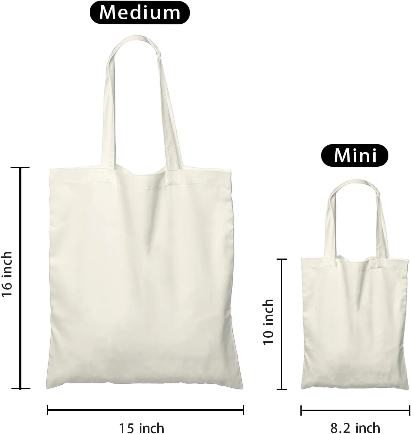 NPBAG 15 Pack 8.2'' X 10'' Mini Natural Cotton Tote Bags, Small Lightweight Blank Bulk Cloth Bags with 1pc of PTFE Teflon Sheet - Perfect for Parties Holidays