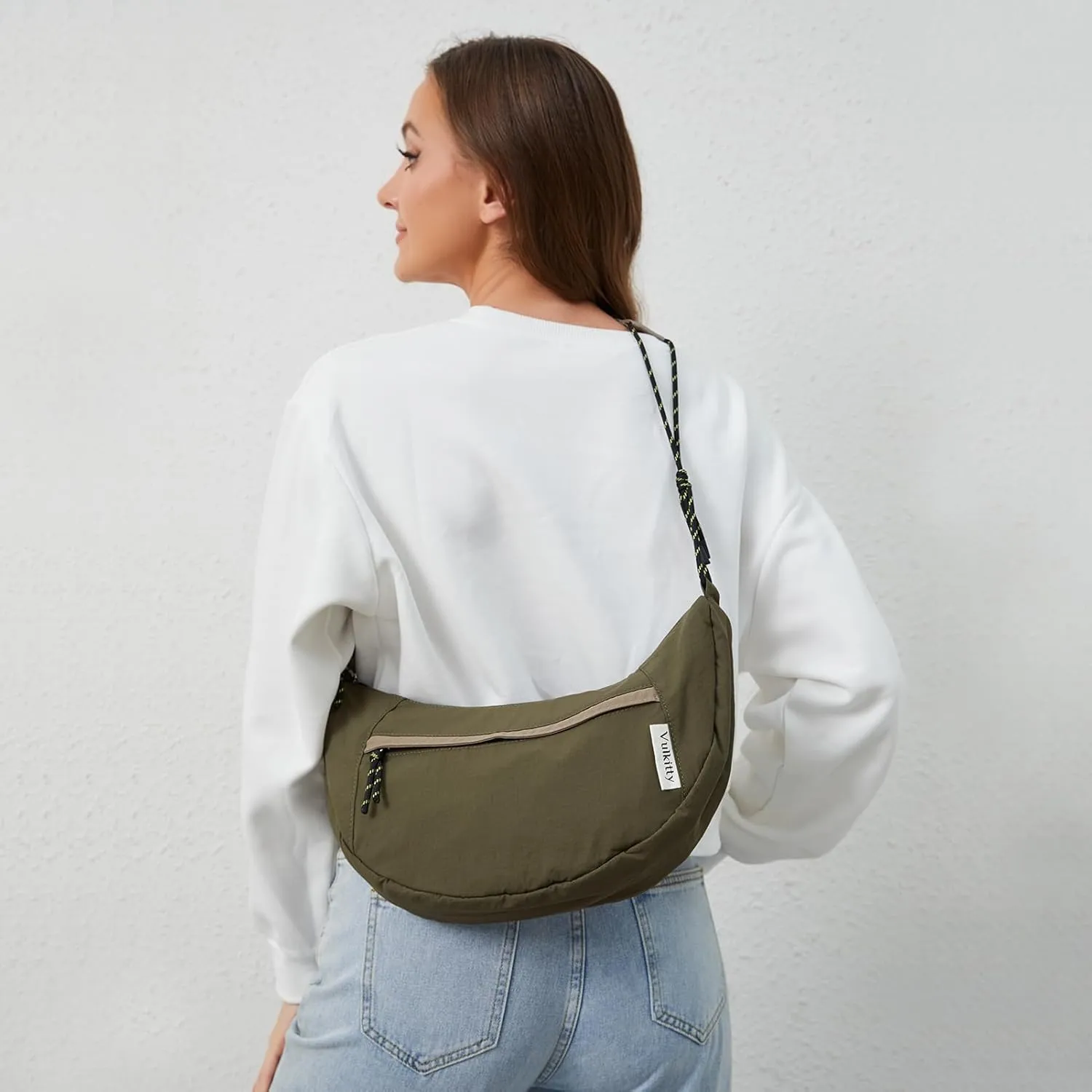 Nylon Crescent Bag Crossbody, Casual Sling Bag Half Moon Hobo Purse For Women Men