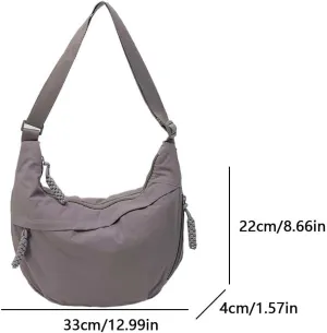Nylon Crescent Crossbody Bag for Women - Slouchy Dumpling Shoulder Purse, Spacious Sling Hobo Bag for Travel & Casual Outfits