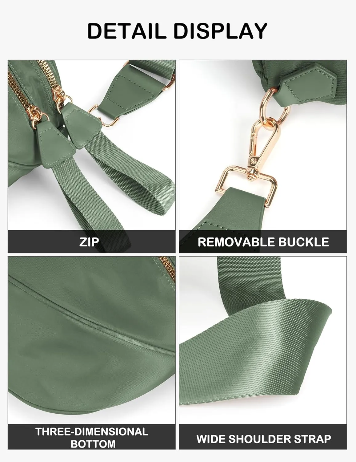 Nylon Crossbody Bag for Women,Checkered Bum Bag Trendy Slouchy Shoulder Fanny Pack Checkered Handbag Purse with Strap (GREEN)