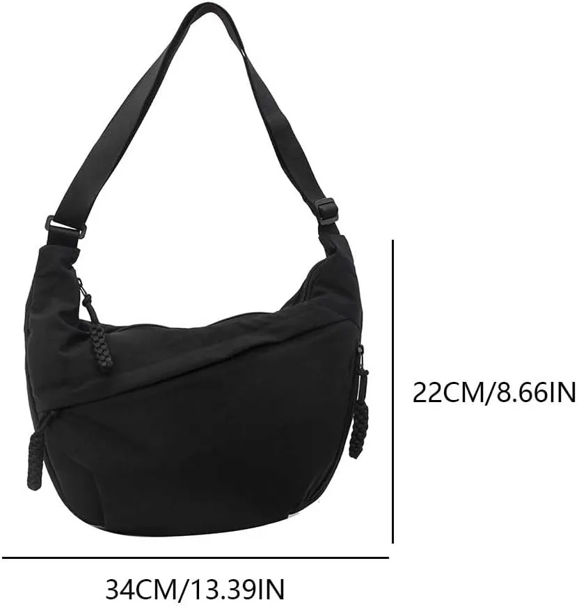 Nylon Crossbody Bags for Women Men, Multi-Pockets Crescent Crossbody Bag Dumpling Lightweight Travel Sling Bag