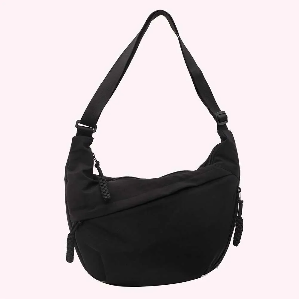 Nylon Crossbody Bags for Women Men, Multi-Pockets Crescent Crossbody Bag Dumpling Lightweight Travel Sling Bag