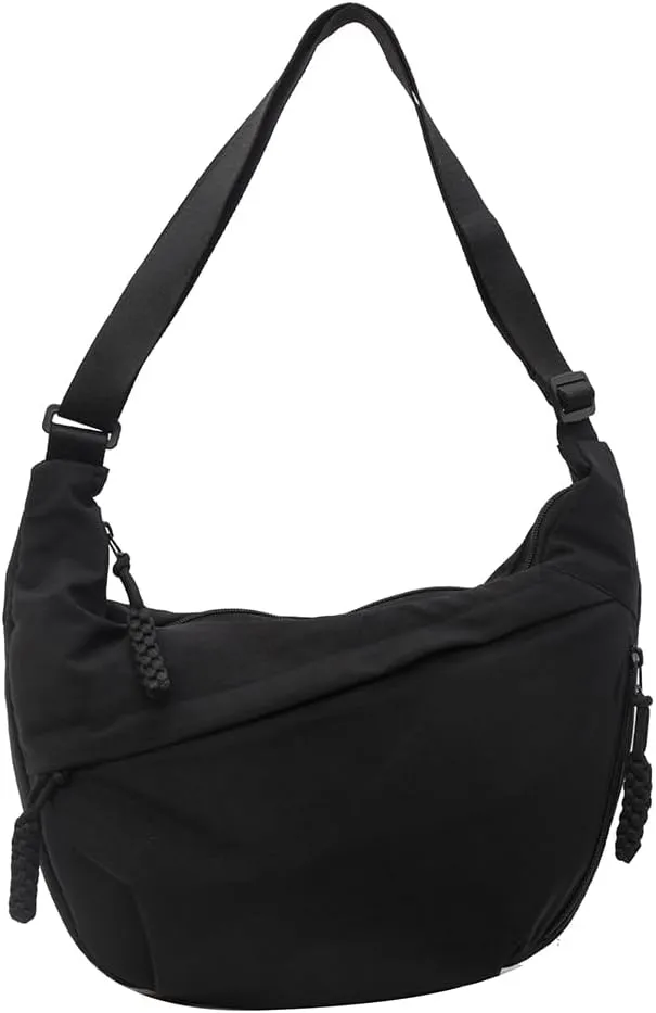 Nylon Crossbody Bags for Women Men, Multi-Pockets Crescent Crossbody Bag Dumpling Lightweight Travel Sling Bag