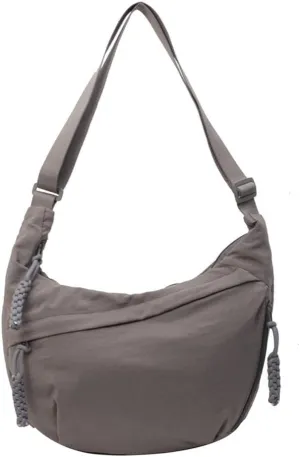 Nylon Crossbody Bags for Women Nylon Crescent Bag Casual Slouchy Shoulder Bags Dumpling Bag with Multi-Pockets