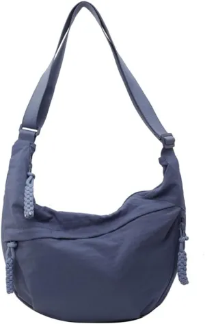 Nylon Crossbody Bags for Women Nylon Crescent Bag Casual Slouchy Shoulder Bags Dumpling Bag with Multi-Pockets