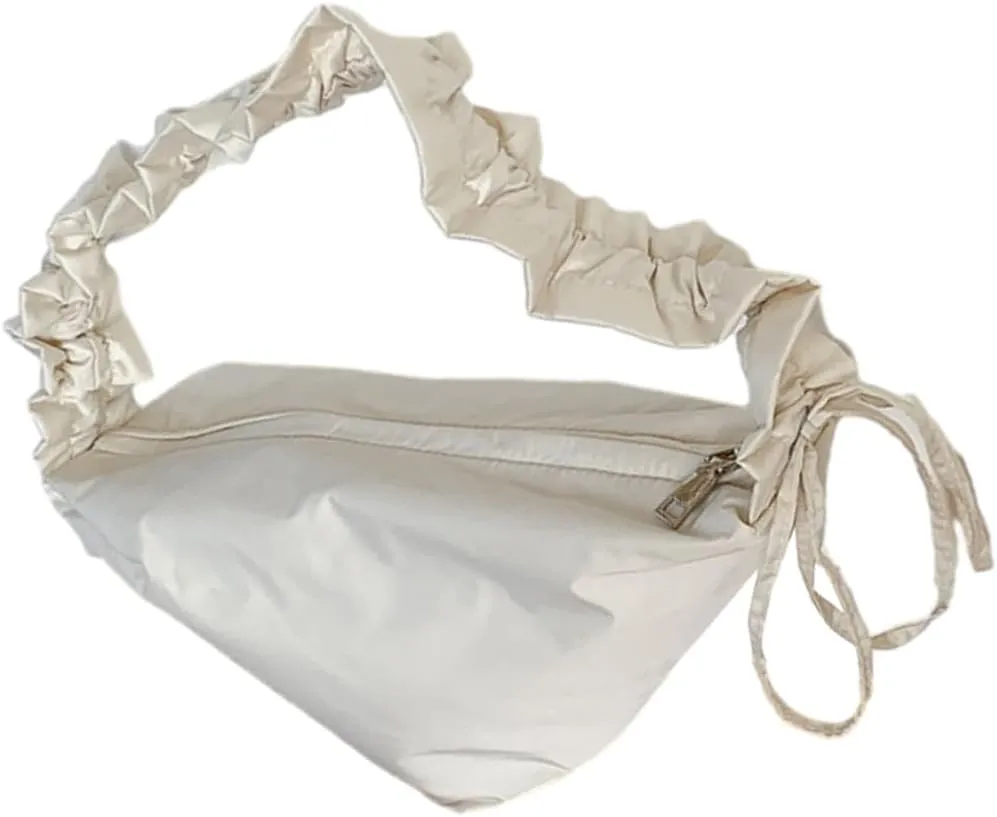 Nylon Hobo Purses for Women Triangle Underarm Shoulder Bag Foldable Top-handle Tote Bag Lightweight Purses for Work Travel