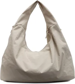 Nylon Tote Bag Large Hobo Bags for Women Multipockets Slouchy Shoulder Bag Solid Color Crescent Handbags