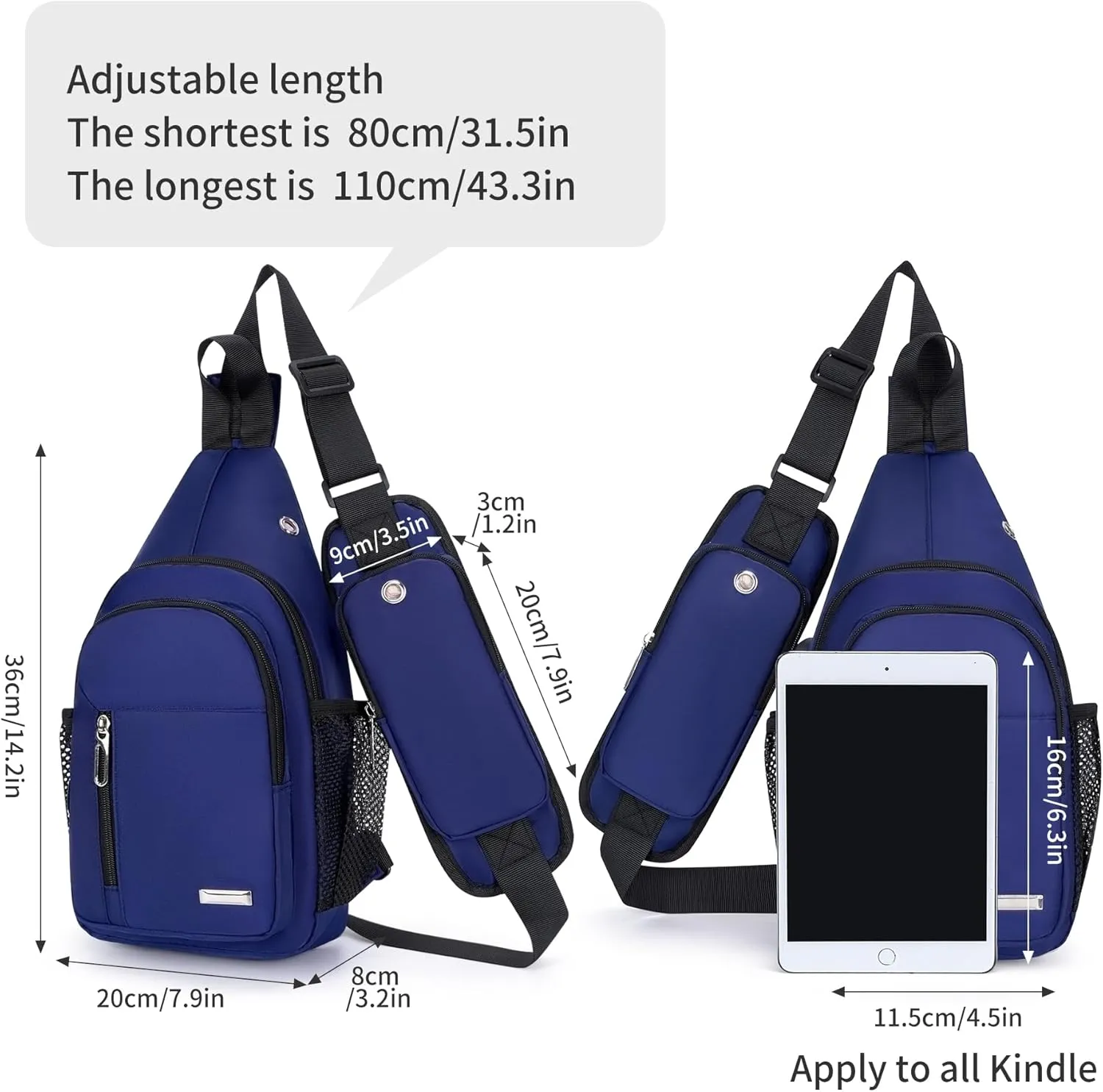 O-TBOST Waterproof Sling Bag Crossbody Backpack Unisex Chest Bags for Women Men Hiking Daypack Casual Lightweight Fanny Pack (blue)