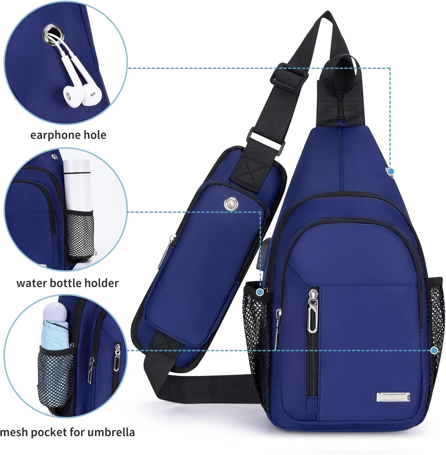 O-TBOST Waterproof Sling Bag Crossbody Backpack Unisex Chest Bags for Women Men Hiking Daypack Casual Lightweight Fanny Pack (blue)